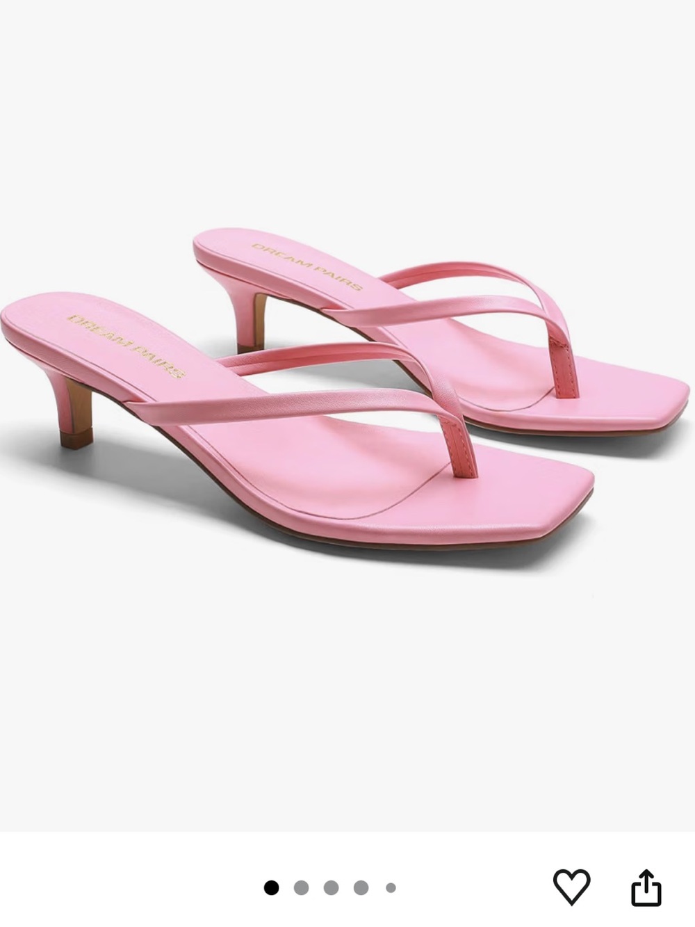 Dream Pairs Pink Kitten Heel Thong Sandals